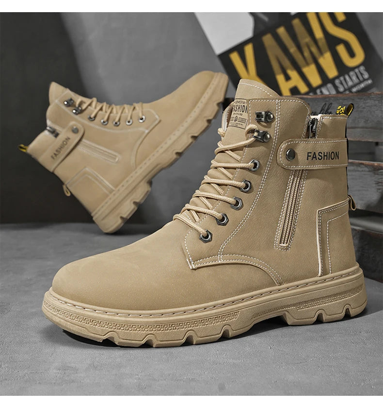 Men's British Casual Soft-Soled Anti-Slip High-Top Boots – Fashionable & Comfortable