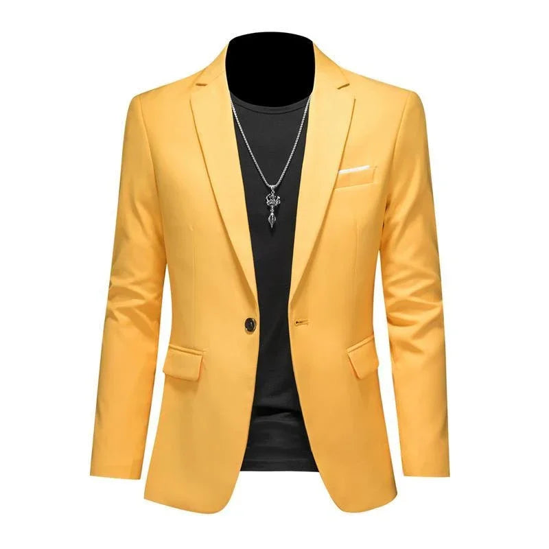Boutique Fashion Solid Colour High-End Brand Casual Business Men's Blazer – Groom Wedding Suit Jacket Coat