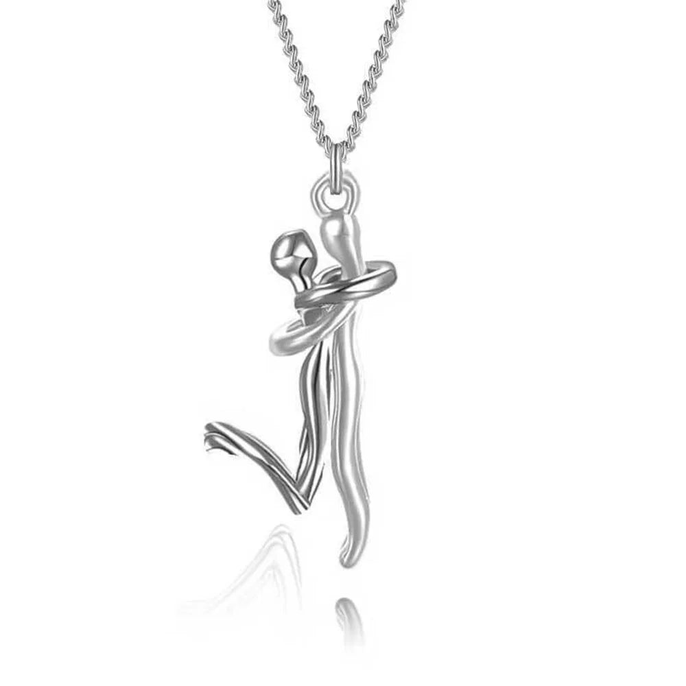 Chic Black Hug Pendant Necklace for Couples – Elegant Love Symbol for Party & Daily Wear - Gift for Valentine’s Day, birthdays, or special occasions