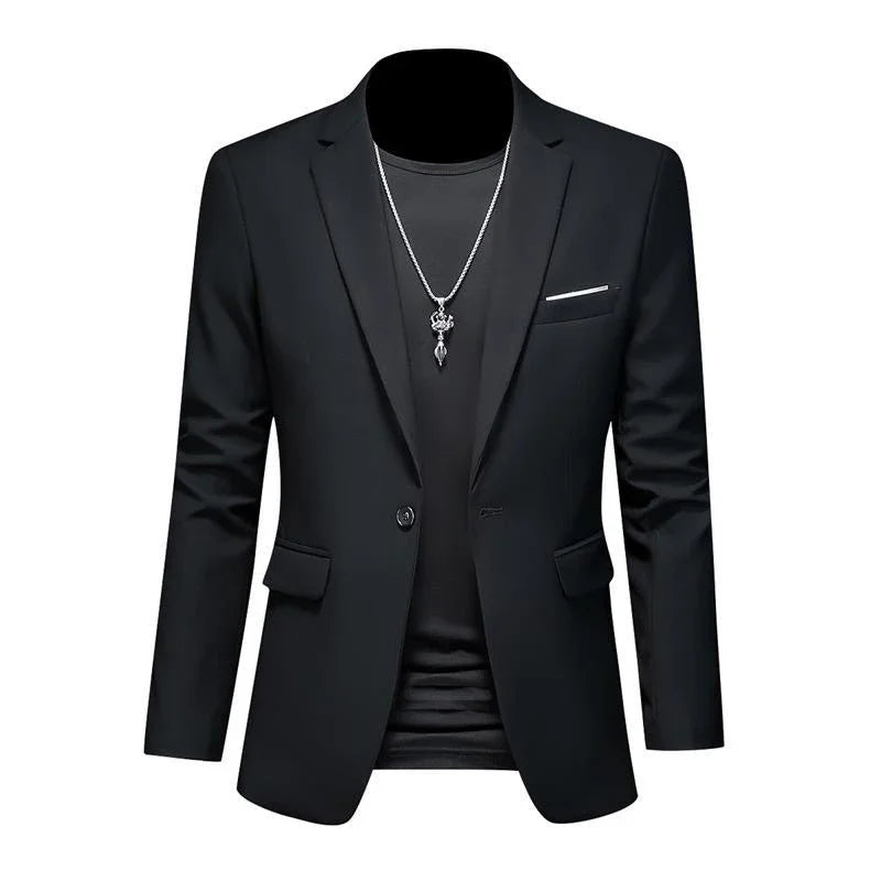 Boutique Fashion Solid Colour High-End Brand Casual Business Men's Blazer – Groom Wedding Suit Jacket Coat