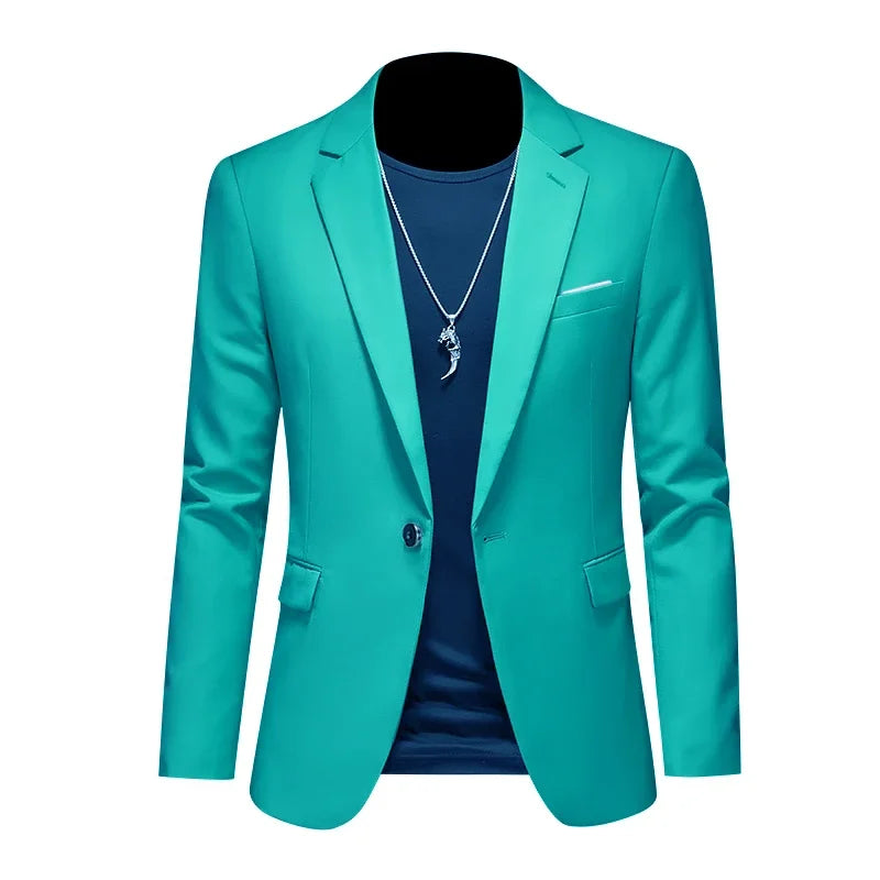 Boutique Fashion Solid Colour High-End Brand Casual Business Men's Blazer – Groom Wedding Suit Jacket Coat