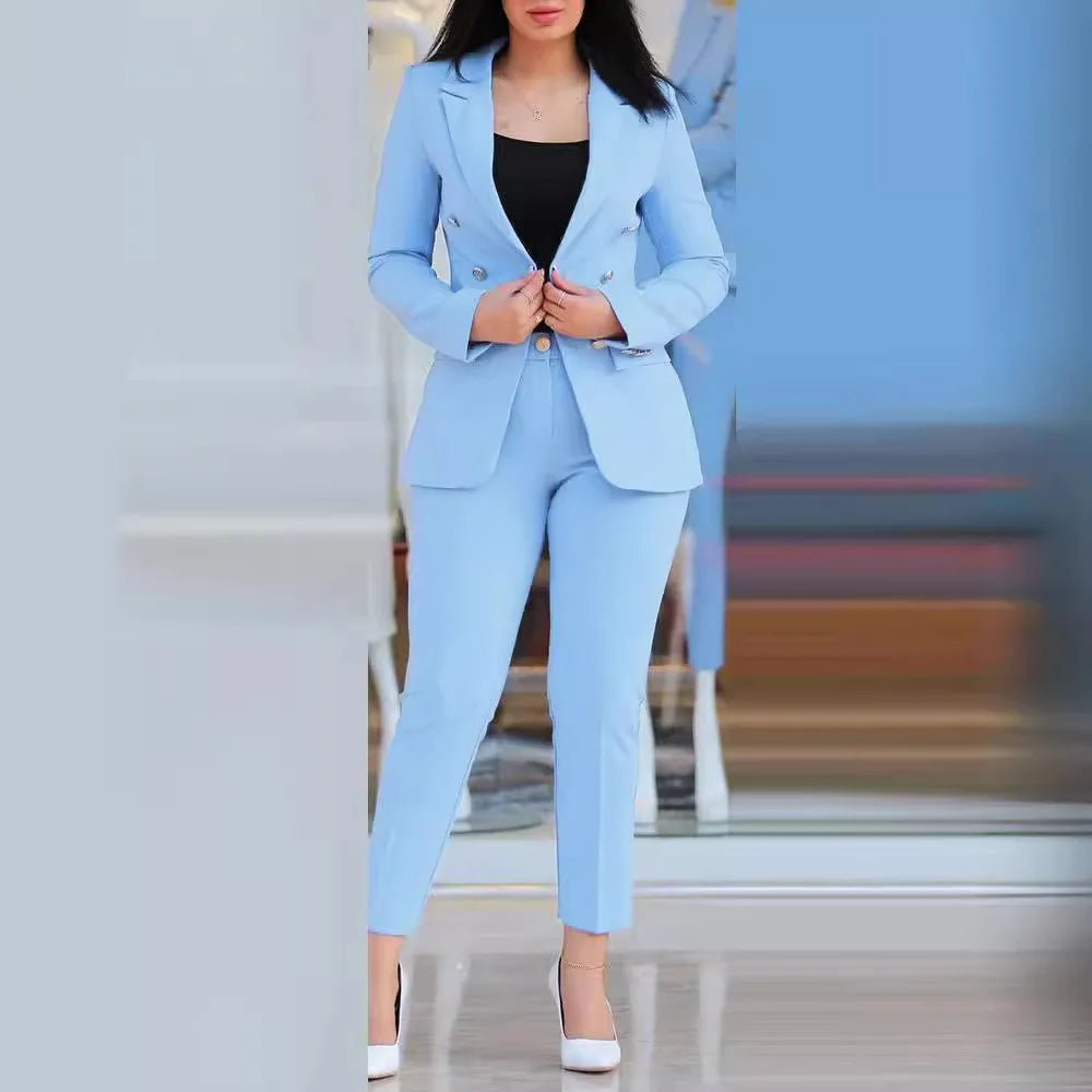 Spring 2025 Women’s Two-Piece Suit – Cardigan Blazer & Slim Fit Pencil Pants