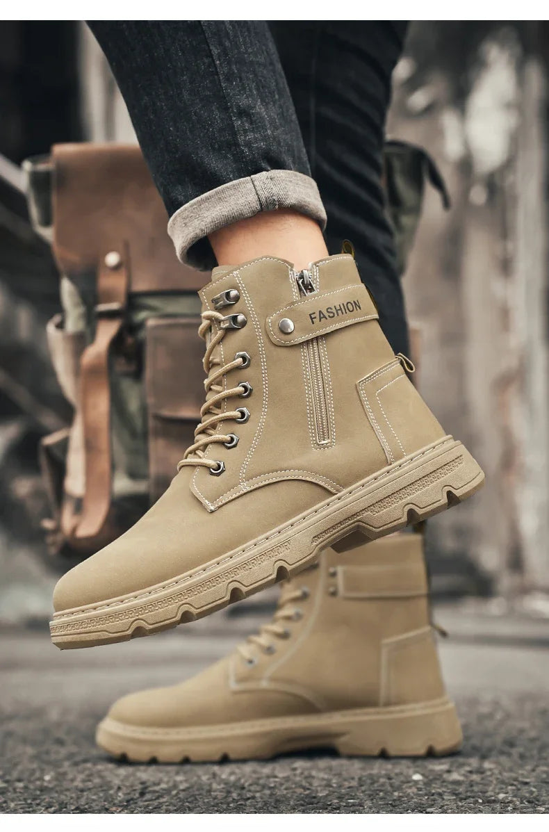 Men's British Casual Soft-Soled Anti-Slip High-Top Boots – Fashionable & Comfortable