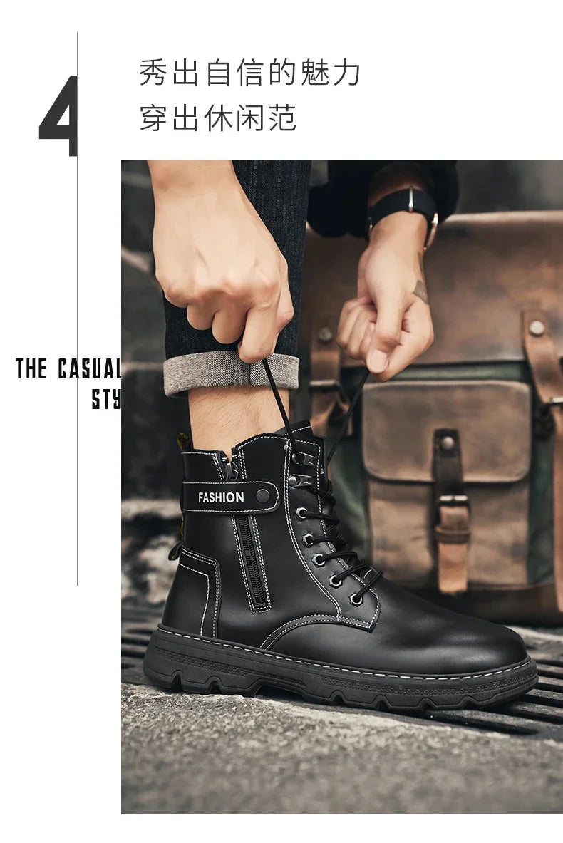 Men's British Casual Soft-Soled Anti-Slip High-Top Boots – Fashionable & Comfortable
