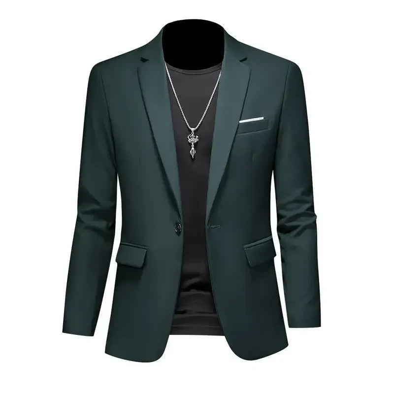 Boutique Fashion Solid Colour High-End Brand Casual Business Men's Blazer – Groom Wedding Suit Jacket Coat