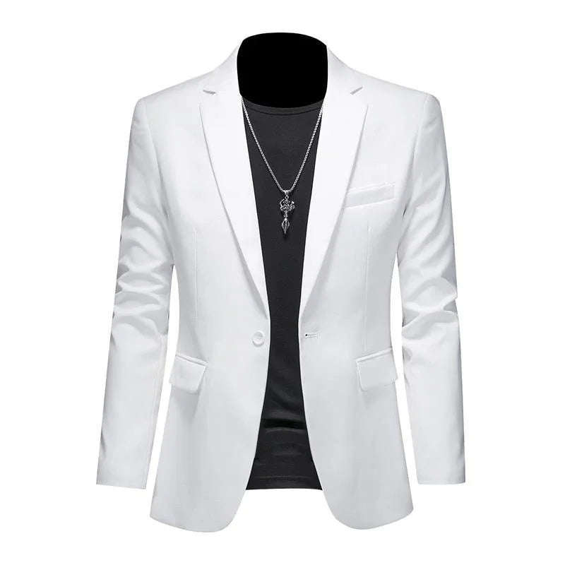 Boutique Fashion Solid Colour High-End Brand Casual Business Men's Blazer – Groom Wedding Suit Jacket Coat
