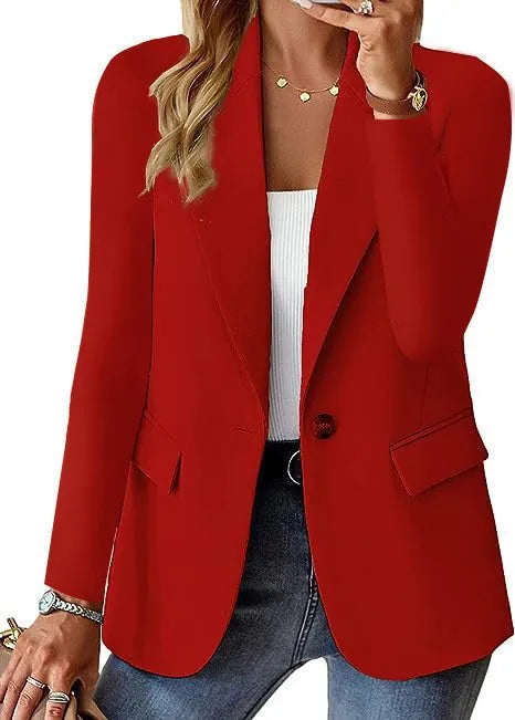 Solid Color Single Button Women’s Suit Jacket - European & American fashion, leisure style