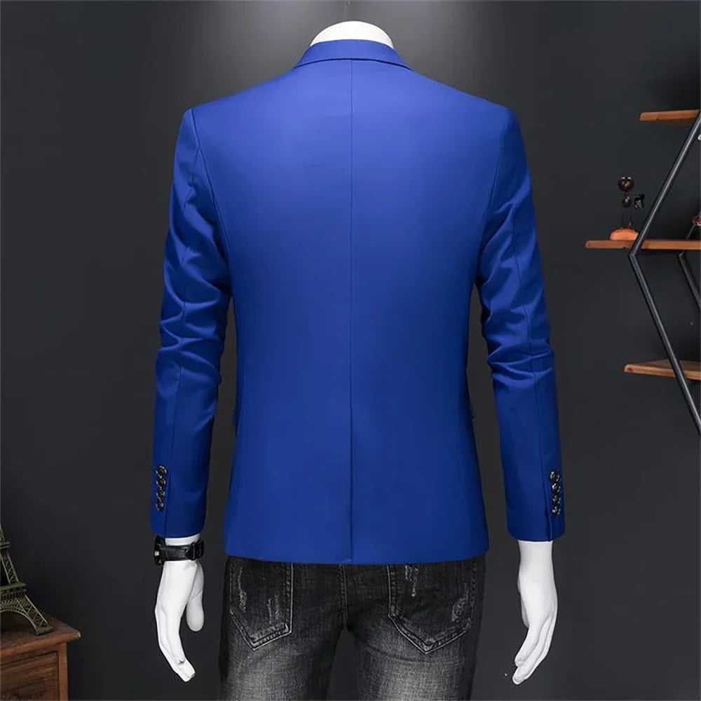 Boutique Fashion Solid Colour High-End Brand Casual Business Men's Blazer – Groom Wedding Suit Jacket Coat