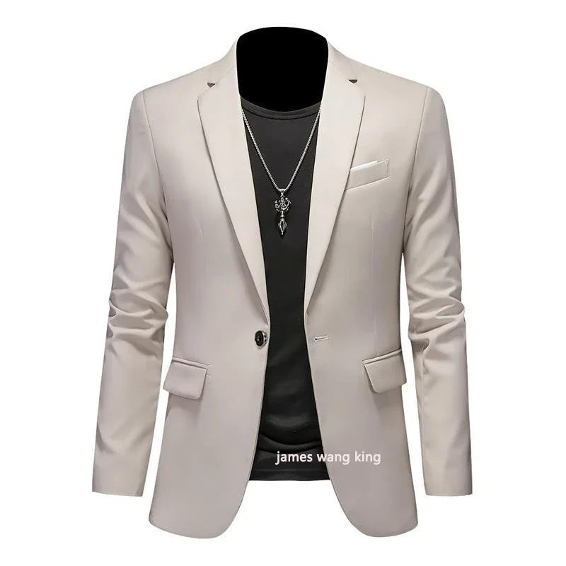 Boutique Fashion Solid Colour High-End Brand Casual Business Men's Blazer – Groom Wedding Suit Jacket Coat