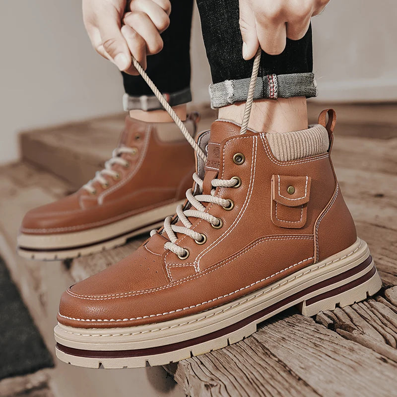 Men’s Casual Boots | High Top Sports-Inspired Ankle Boots | Outdoor Anti-Slip Thick Sole Shoes