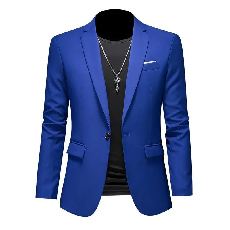 Boutique Fashion Solid Colour High-End Brand Casual Business Men's Blazer – Groom Wedding Suit Jacket Coat