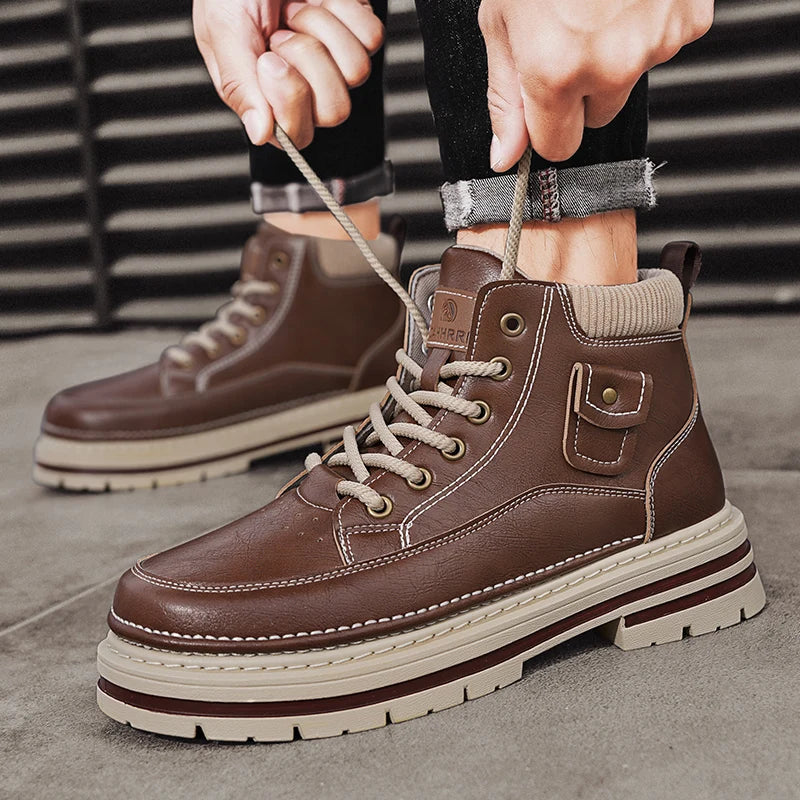 Men’s Casual Boots | High Top Sports-Inspired Ankle Boots | Outdoor Anti-Slip Thick Sole Shoes