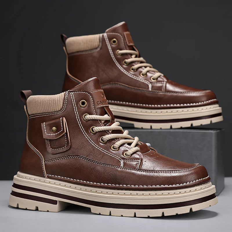 Men’s Casual Boots | High Top Sports-Inspired Ankle Boots | Outdoor Anti-Slip Thick Sole Shoes