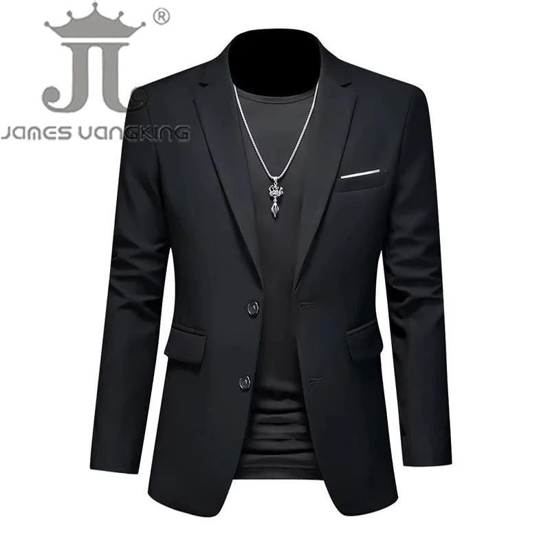 Boutique Fashion Solid Colour High-End Brand Casual Business Men's Blazer – Groom Wedding Suit Jacket Coat