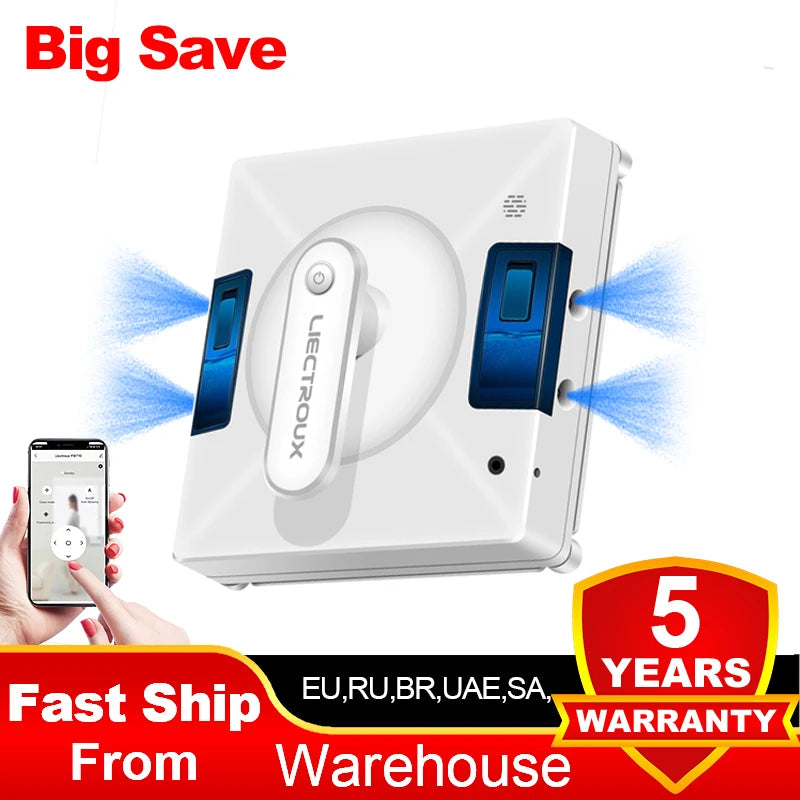 Robot Window Cleaner Liectroux YW509 | 4-Way Water Spray | 3000Pa Suction Power | Smart Memory Window Glass Cleaning Robot