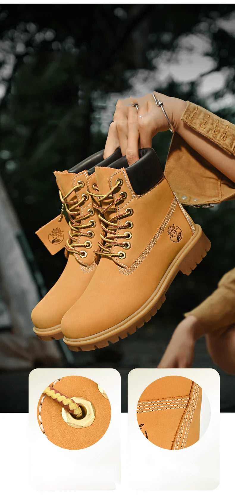 Men’s High Top Leather Boots – Winter Plush Warm Ankle Shoes, Outdoor Non-Slip Lace-Up Sneakers