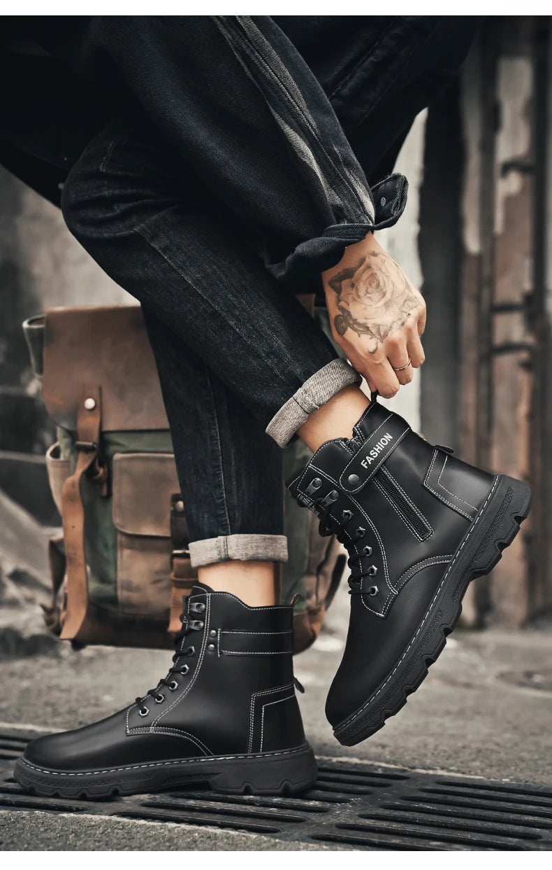 Men's British Casual Soft-Soled Anti-Slip High-Top Boots – Fashionable & Comfortable
