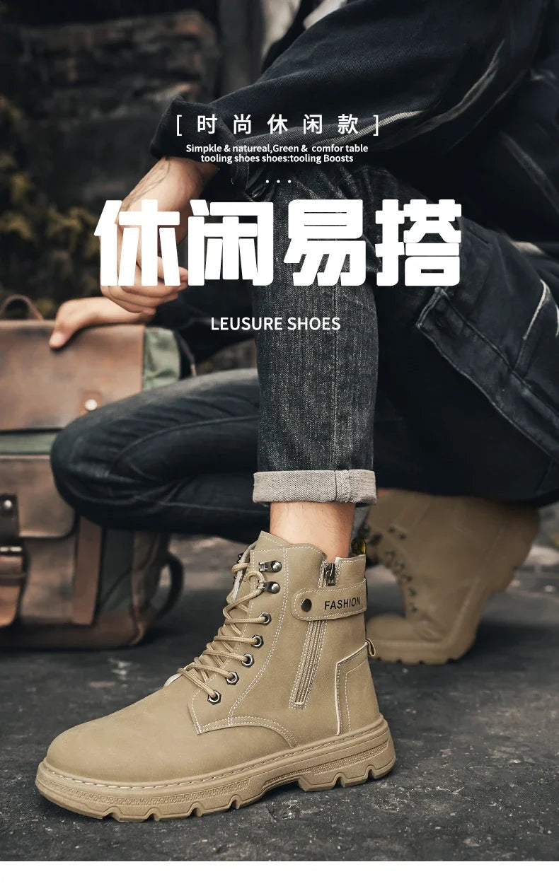 Men's British Casual Soft-Soled Anti-Slip High-Top Boots – Fashionable & Comfortable