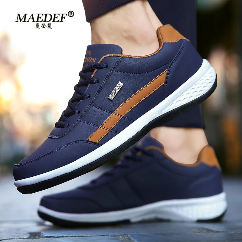 Shoes for Men Leather Sneaker Waterproof Casual Comfortable Men's Sneaker Lace Up Footwear Vulcanized Man Shoe Masculine