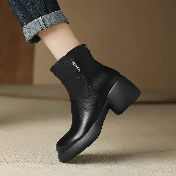 Women’s Round Toe Ankle Boots – Chic 2025 Fashion High Heel Booties