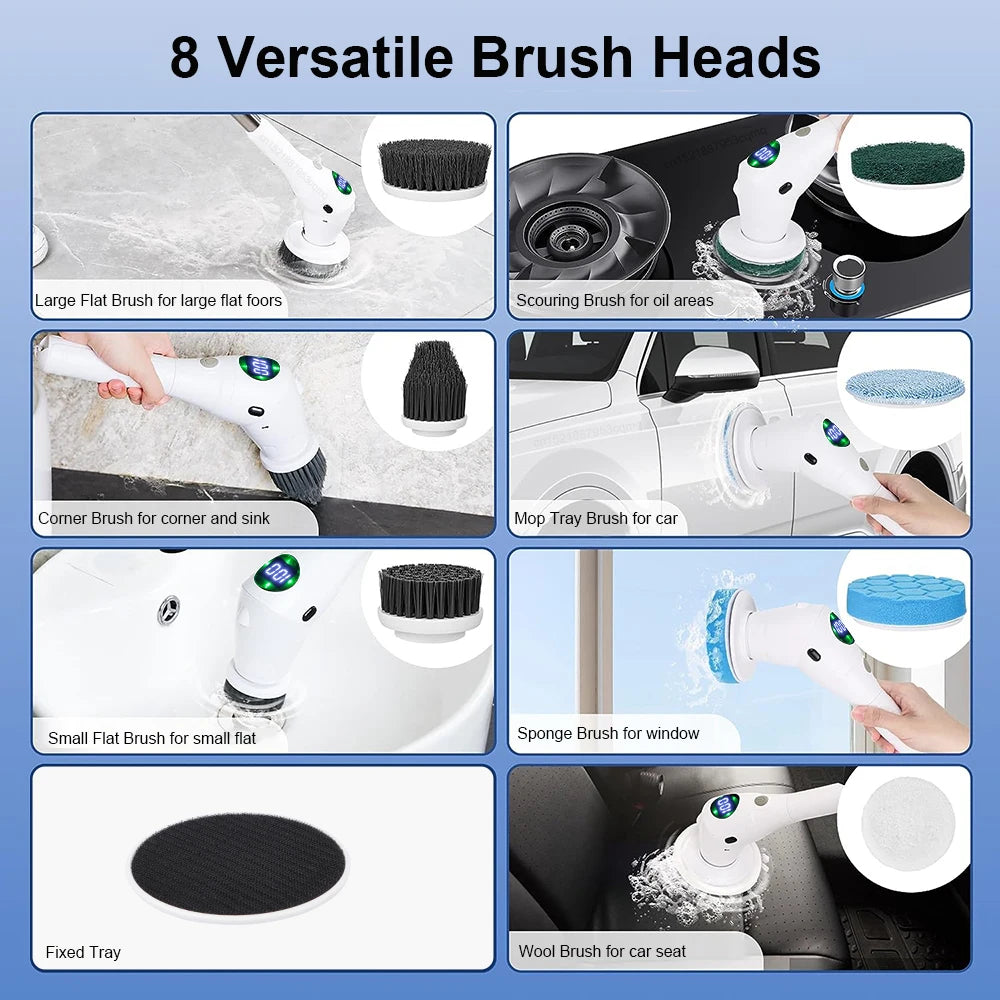 Electric Cleaning Brush 10-in-1 Multifunctional Wireless Rotatable Cleaning Brush