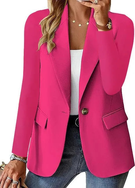 Solid Color Single Button Women’s Suit Jacket - European & American fashion, leisure style