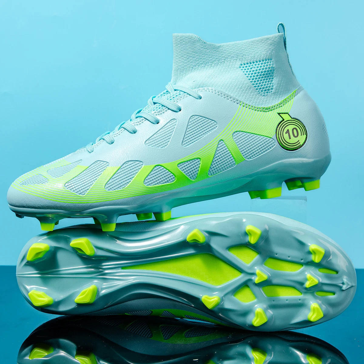 Professional Men’s High-Top Soccer Shoes – AG/FG Football Boots with Long Spikes for Training & Match Play