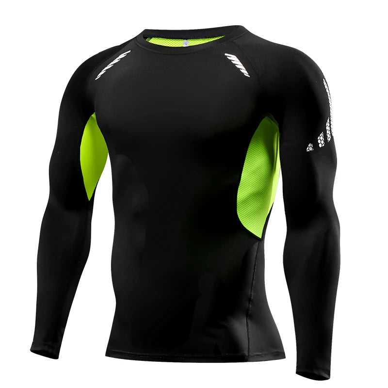 Men’s Compression Running T-shirt – Long Sleeve Fitness Training Top Dry Fit Rash guard