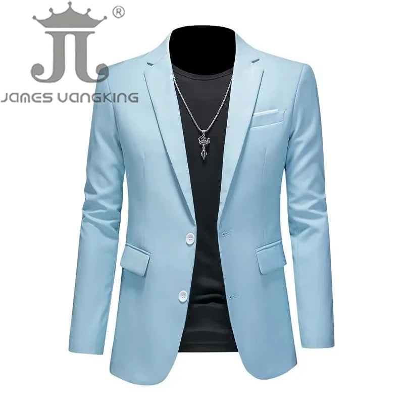 Boutique Fashion Solid Colour High-End Brand Casual Business Men's Blazer – Groom Wedding Suit Jacket Coat