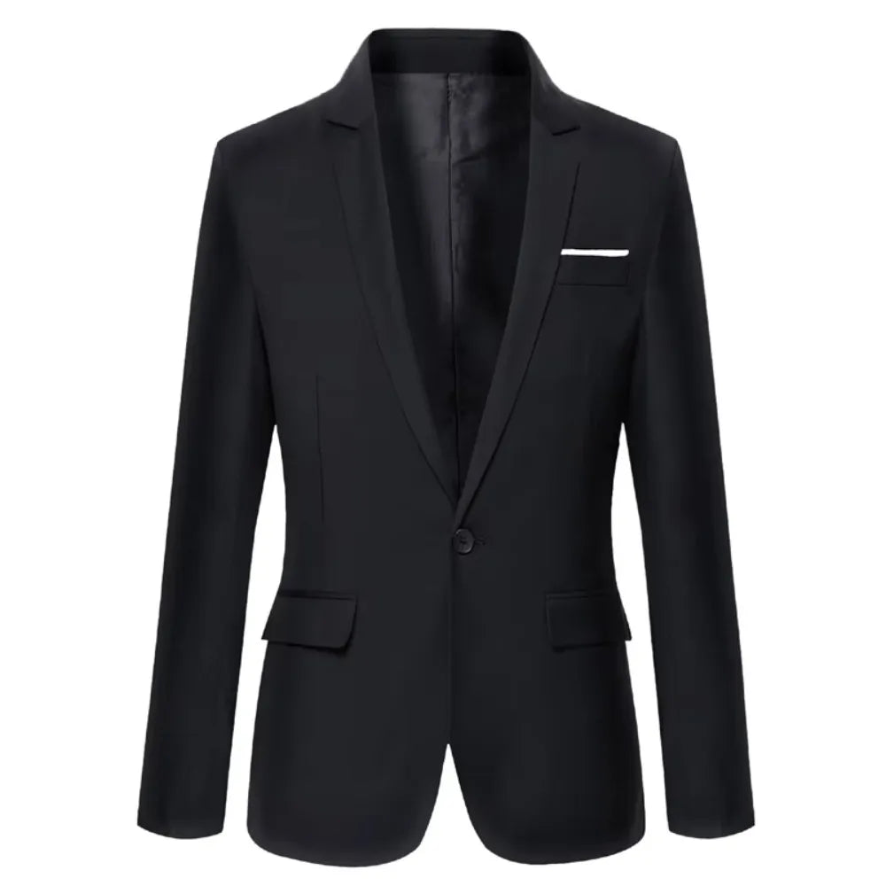 Men's Blazer Single Button Cardigan Full Sleeve Slim Fit Turn Down Collar Top Blazer Solid Smart Casual Outwear – Spring 2025