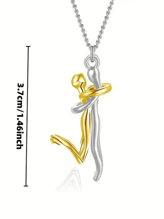 Chic Black Hug Pendant Necklace for Couples – Elegant Love Symbol for Party & Daily Wear - Gift for Valentine’s Day, birthdays, or special occasions