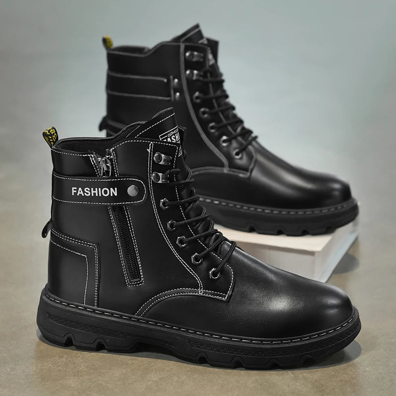 Men's British Casual Soft-Soled Anti-Slip High-Top Boots – Fashionable & Comfortable