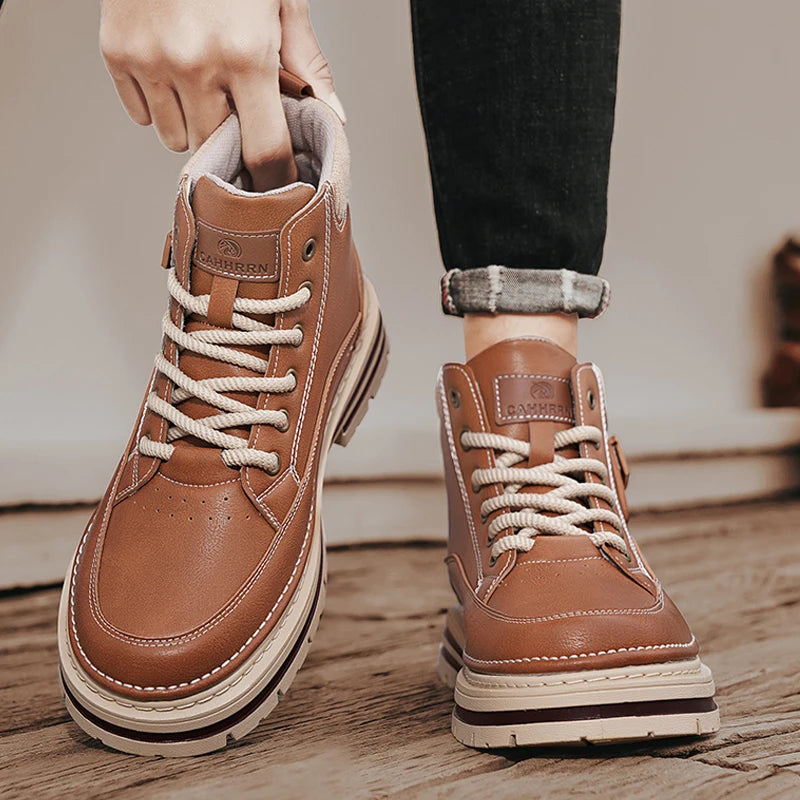 Men’s Casual Boots | High Top Sports-Inspired Ankle Boots | Outdoor Anti-Slip Thick Sole Shoes