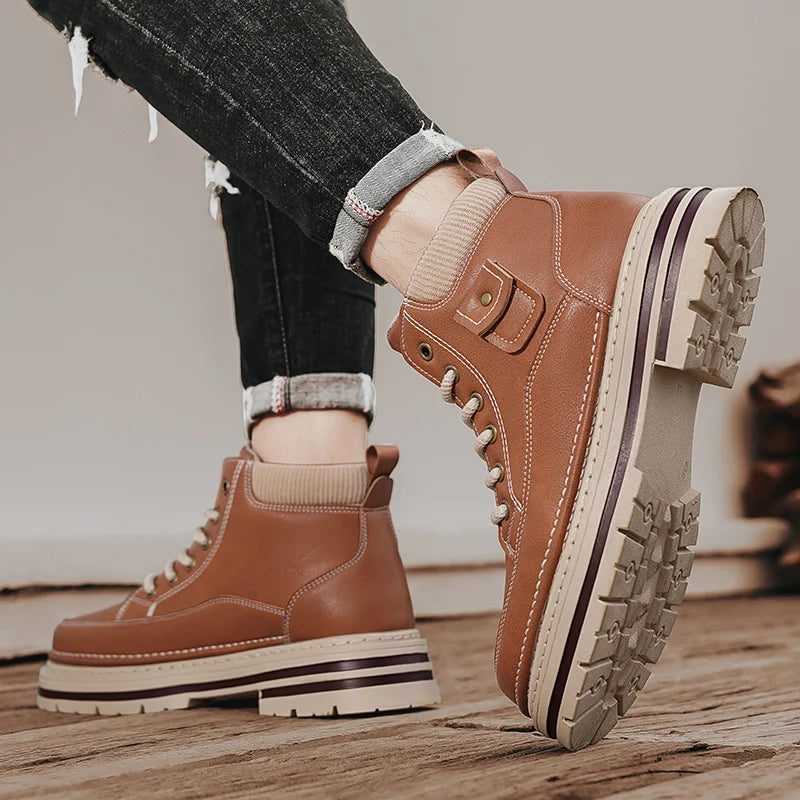Men’s Casual Boots | High Top Sports-Inspired Ankle Boots | Outdoor Anti-Slip Thick Sole Shoes
