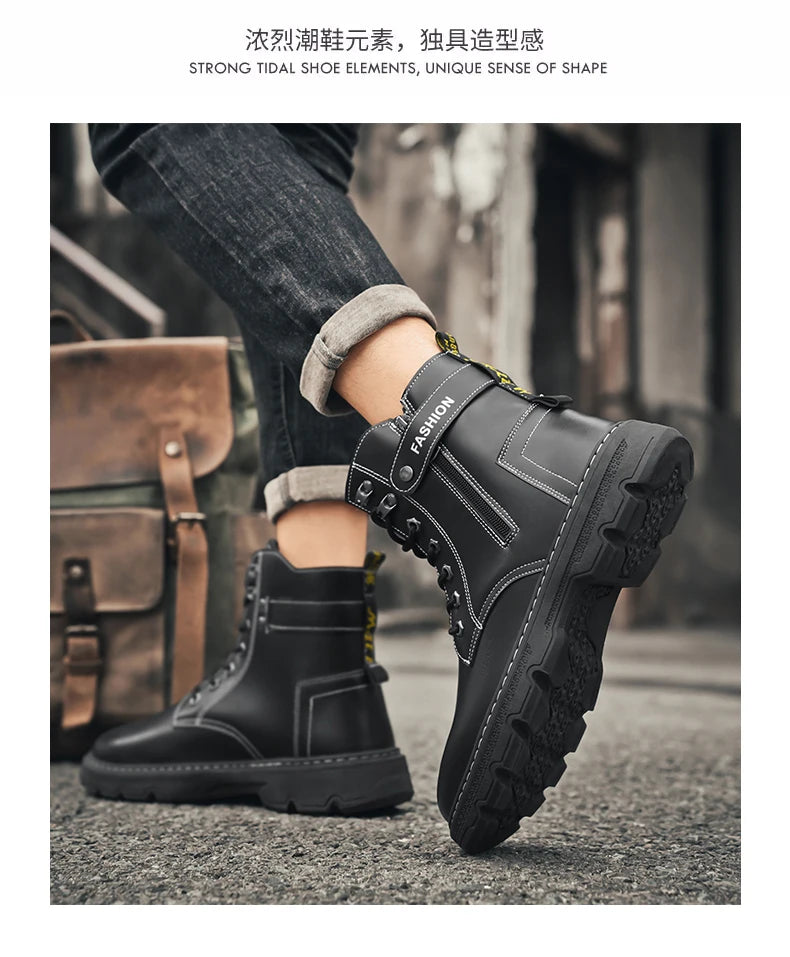 Men's British Casual Soft-Soled Anti-Slip High-Top Boots – Fashionable & Comfortable
