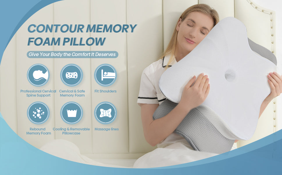 Ultra Pain Relief Cooling Cervical Pillow – Adjustable Ergonomic Memory Foam Pillow for Neck Support