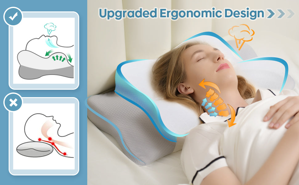 Ultra Pain Relief Cooling Cervical Pillow – Adjustable Ergonomic Memory Foam Pillow for Neck Support