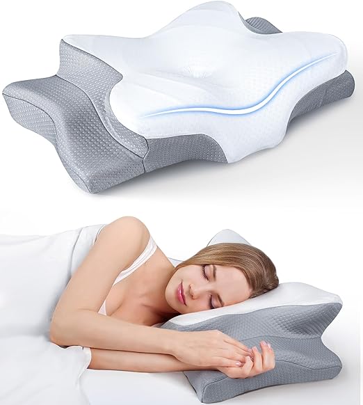 Ultra Pain Relief Cooling Cervical Pillow – Adjustable Ergonomic Memory Foam Pillow for Neck Support