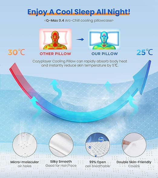 Ultra Pain Relief Cooling Cervical Pillow – Adjustable Ergonomic Memory Foam Pillow for Neck Support