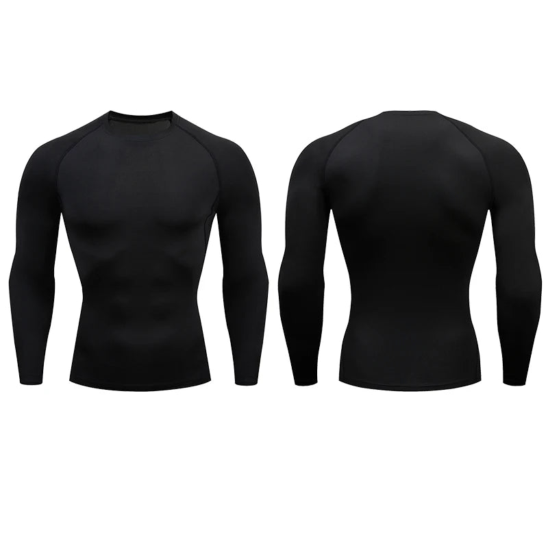 Men’s Compression Running T-shirt – Long Sleeve Fitness Training Top Dry Fit Rash guard