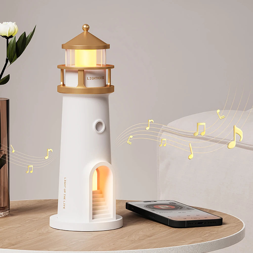 Moon Projection Lighthouse Night Light – Motion Sensor, Dimmable Ambient Lamp with Bluetooth Music, Timer Function – Transparent Version Gift for Christmas & Birthdays