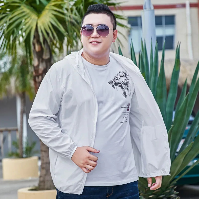 Men’s 3XL–11XL Lightweight Sun Protection Jacket – Summer Quick-Dry Outdoor Windbreaker, UV-Blocking Breathable Coat