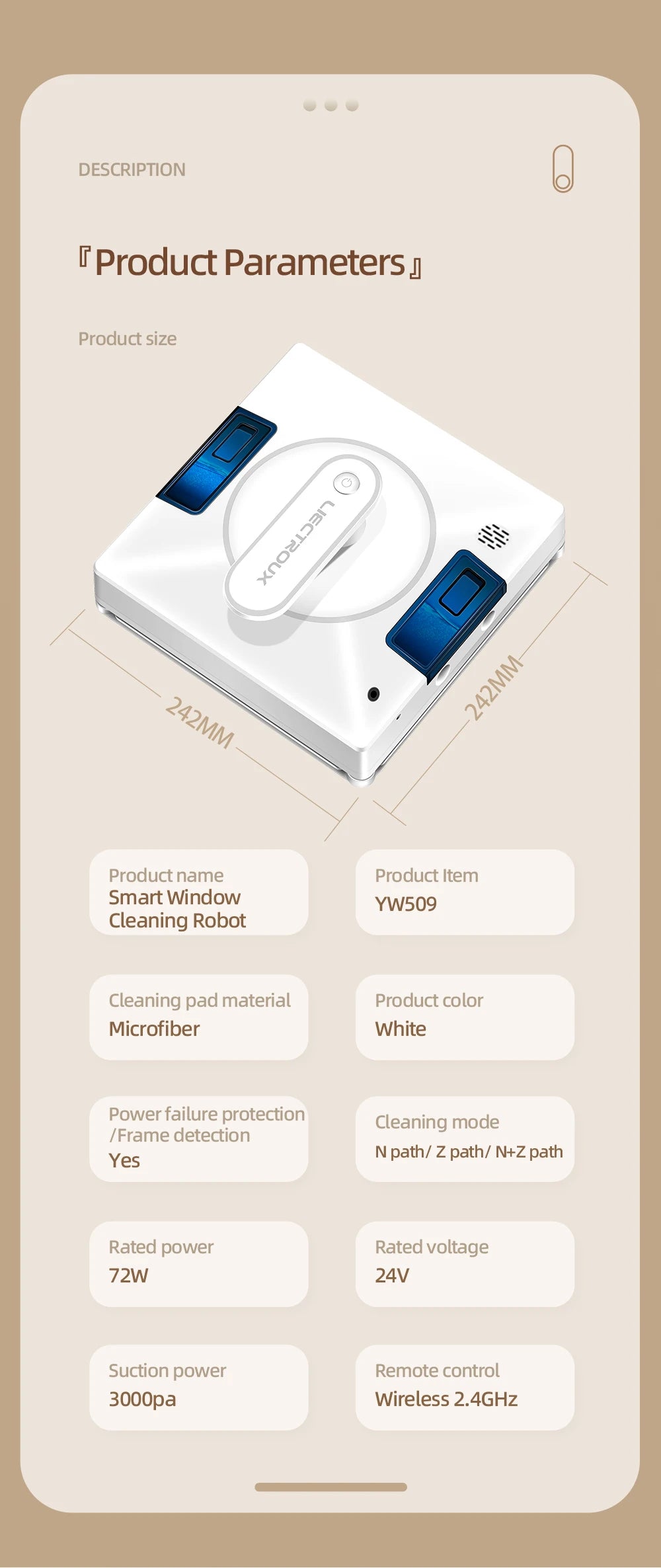 Robot Window Cleaner Liectroux YW509 | 4-Way Water Spray | 3000Pa Suction Power | Smart Memory Window Glass Cleaning Robot