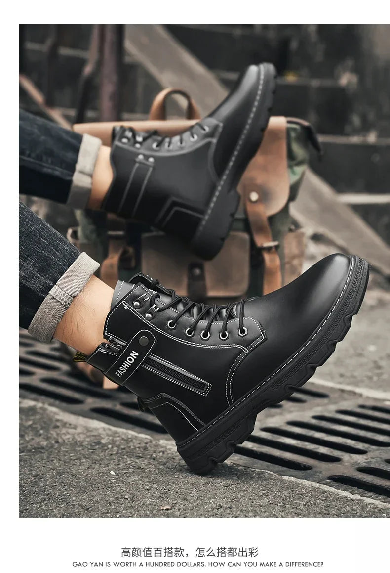 Men's British Casual Soft-Soled Anti-Slip High-Top Boots – Fashionable & Comfortable