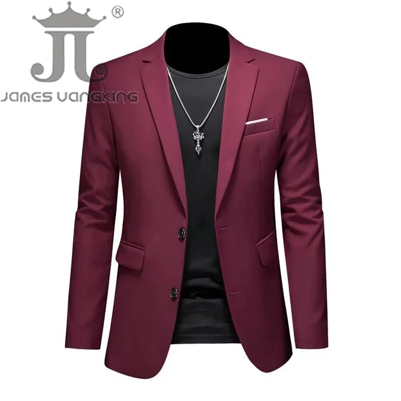 Boutique Fashion Solid Colour High-End Brand Casual Business Men's Blazer – Groom Wedding Suit Jacket Coat