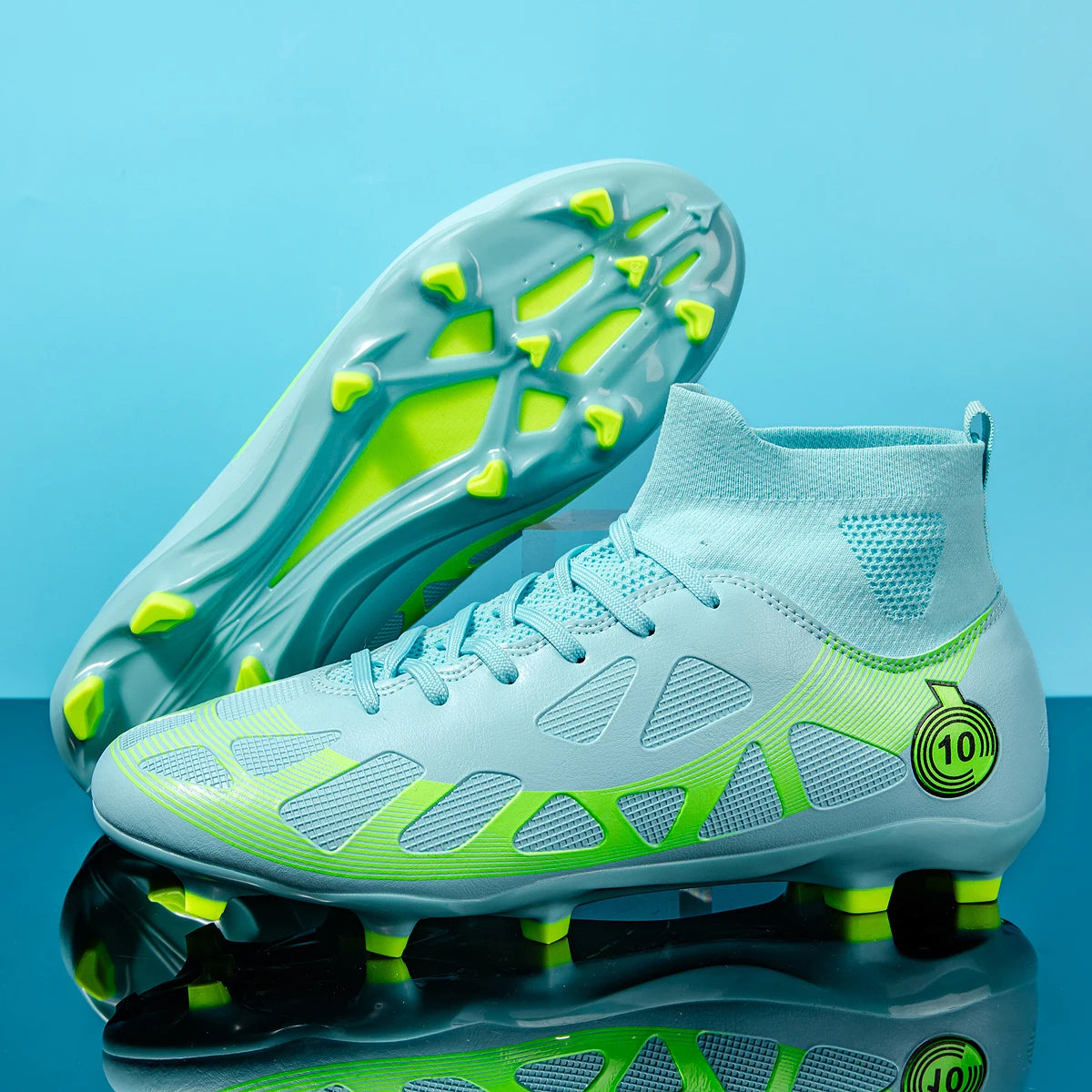 Professional Men’s High-Top Soccer Shoes – AG/FG Football Boots with Long Spikes for Training & Match Play