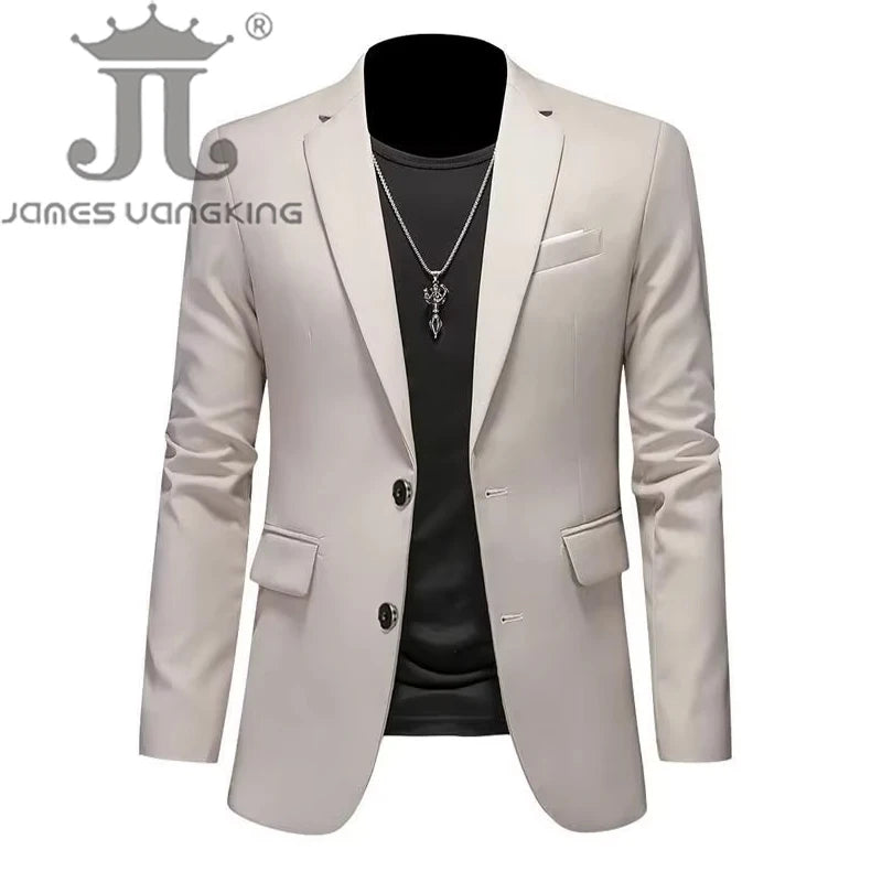 Boutique Fashion Solid Colour High-End Brand Casual Business Men's Blazer – Groom Wedding Suit Jacket Coat