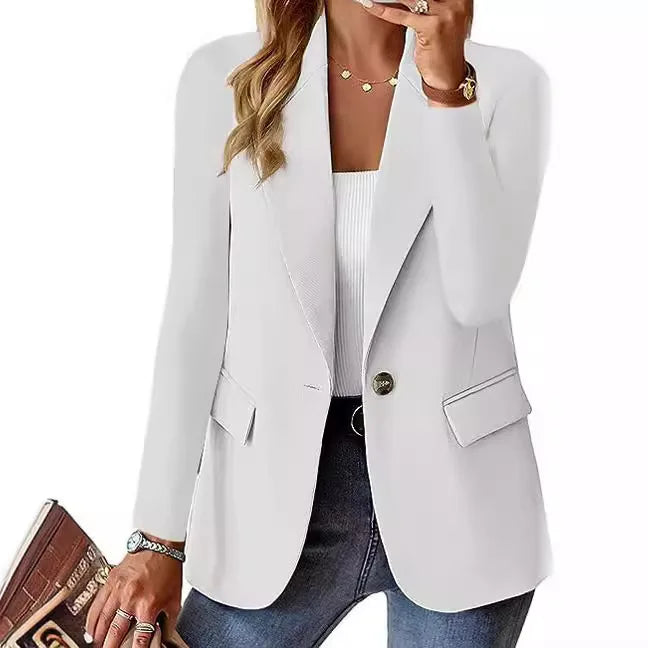 Solid Color Single Button Women’s Suit Jacket - European & American fashion, leisure style
