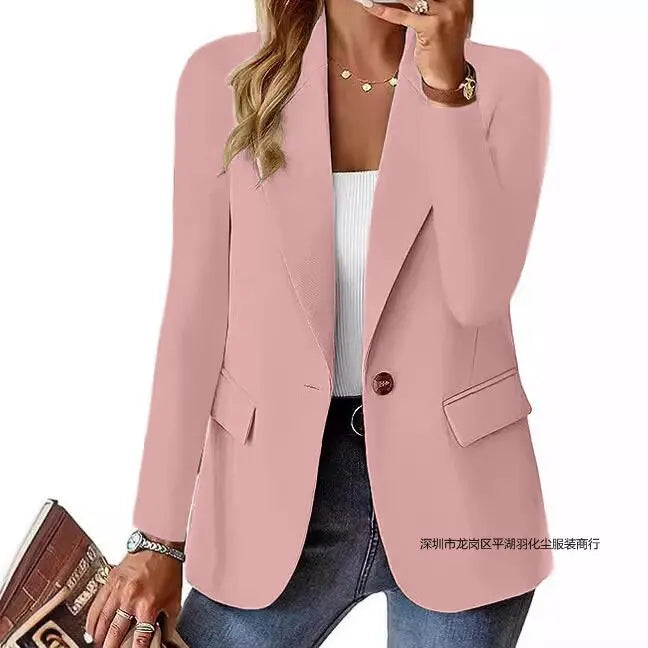 Solid Color Single Button Women’s Suit Jacket - European & American fashion, leisure style