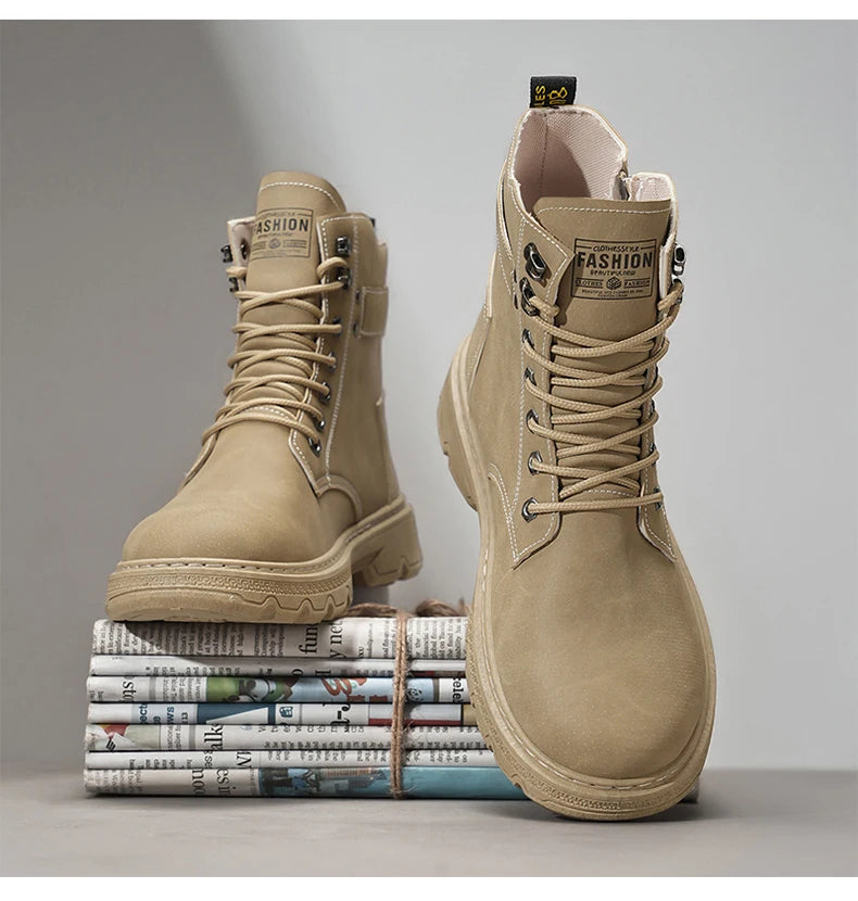 Men's British Casual Soft-Soled Anti-Slip High-Top Boots – Fashionable & Comfortable
